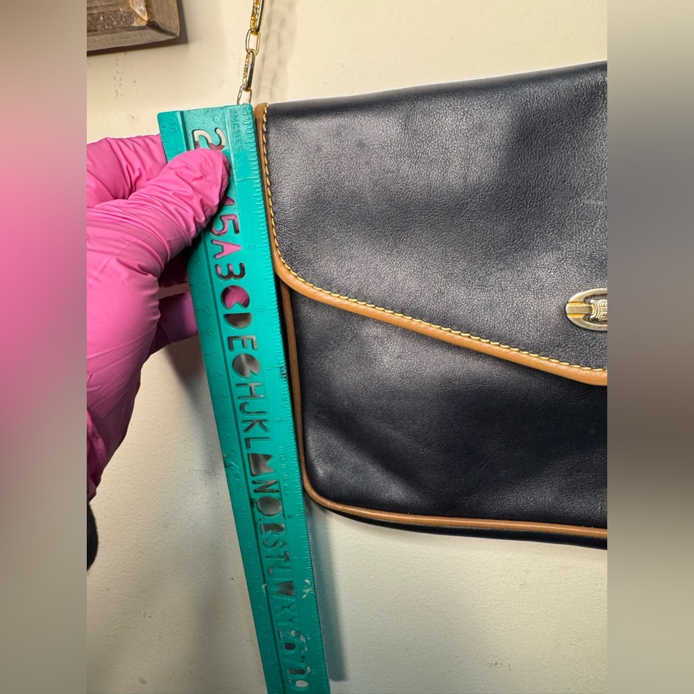Vintage Celine Envelope clutch with logo chain. - Picture 2 of 16
